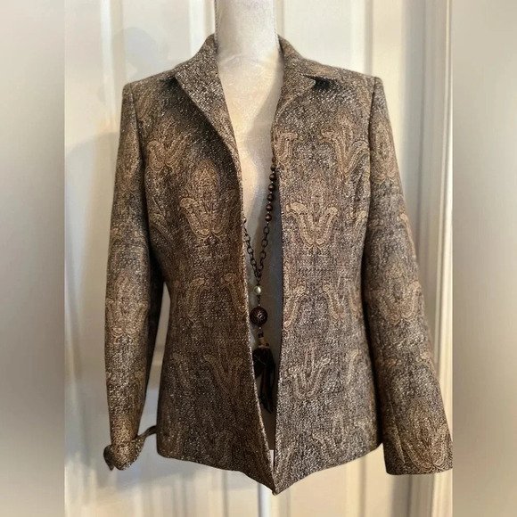 Kasper Vintage Light Brown & Light Tan W A Tint Of Gold  SZ 8 Blazer - Picture 4 of 13